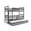Dětská patrová postel s přistýlkou v grafit barvě F1390-2