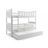 Dětská patrová postel s přistýlkou v bílé barvě F1394-1