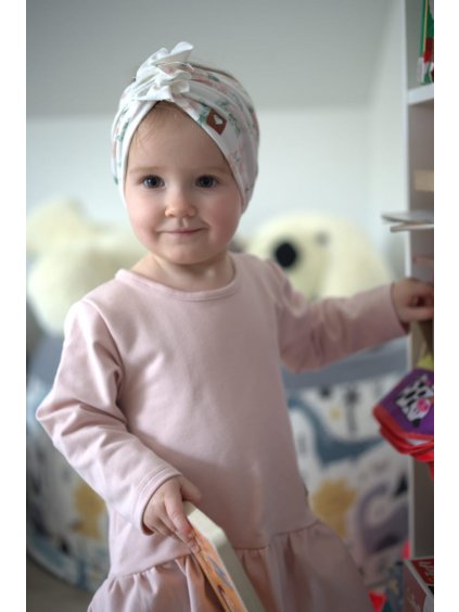 Čelenka alá turban, velikost 0-6měsíců 6-12měsíců 1-3roky květiny růžová (Velikost 0-6 Miesięcy 38-42)