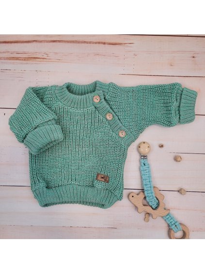 Dětský pletený svetr s manžetami a knoflíky, 56-86 angrešt