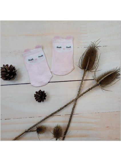 Růžové dětské ponožky sova 0-6 6-12 12-18mcy růžové