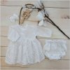 Pruhované šaty, květované kalhotky, bílá čelenka na křtiny 56-86