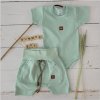 2ks bavlněný letní set body+šortky 56-86 green aqua