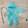 Dresowy bawelniany wiosenny, letni, jesienny kombinezon niemowlecy. Pajac dla niemowlaka turkusowy. Dres dla noworodka