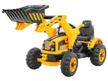 Spychacz na akumulator dla dzieci Traktor Żółty + Ruchoma łyżka + Trąbka + Pasy + 2 prędkości