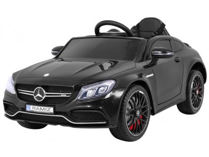 Mercedes Benz C63 AMG dla dzieci Czarny + Pilot + 5-pkt pasy + EVA + Bagażnik + MP3 LED