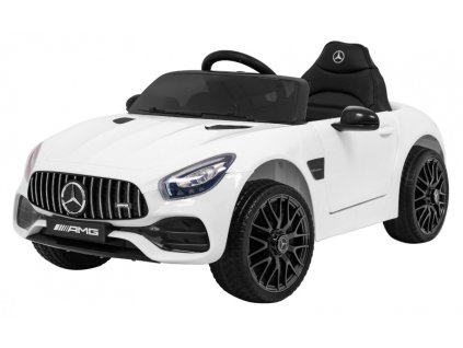 Mercedes Benz GT na akumulator dla dzieci Biały + Pilot + Wolny Start + MP3 LED