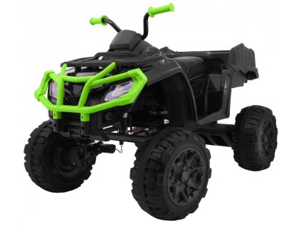 Quad XL ATV na akumulator dla dzieci Czarno-Zielony + Napęd 4x4 + Bagażnik + Wolny Start + EVA + Audio LED