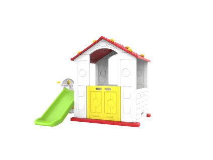 Domek Ogrodowy 3w1 dla dzieci Czerwony Dach + Zjeżdżalnia + Koszykówka