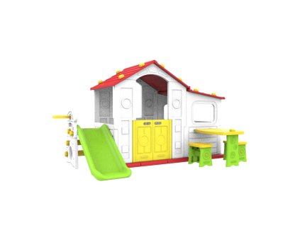 Duży Dom Z Przedsionkiem 4w1 Czerwony Dach