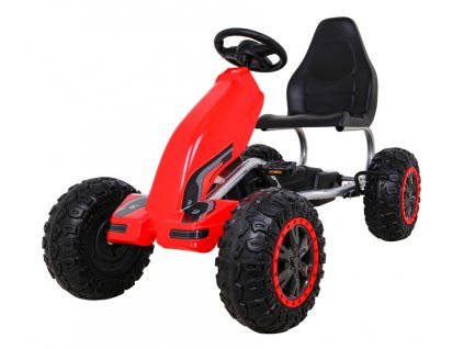 Duży Gokart Strong na pedały dla dzieci Czerwony + Obciążenie 100 kg + Koła EVA + Hamulec ręczny + Sportowy fotel