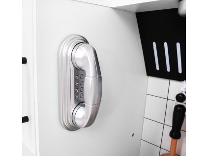 Duża Kuchnia z Drewna dla dzieci 3+ szara + Interaktywne Dźwięki Światła + Akcesoria