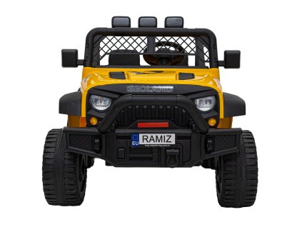 Autko terenowe Geoland Power dla 2 dzieci Żółty + Pilot + Silniki 2x200W + Bagażnik + Radio MP3 + LED