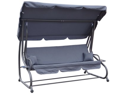Huśtawka Ogrodowa Regulowana Siedzisko Textylina 2x1 Szara