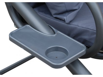 Rodzinna Huśtawka ogrodowa z Daszkiem Zielony wzór + Tekstylina 2x1 + Regulowane siedzisko + Materac + 2 Podstawki na napoje