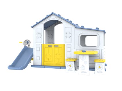 Duży Dom Z Przedsionkiem 4w1 Niebieski Dach