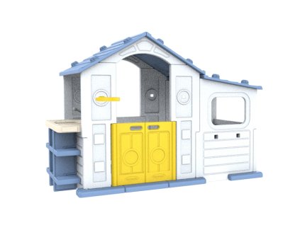Duży Dom Z Przedsionkiem, Koszykówką i Zlewem Niebieski Dach