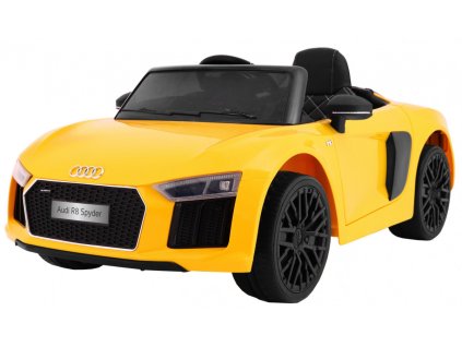 Audi R8 Spyder na akumulator Żółty + Pilot + EVA + Wolny Start + Radio MP3 + LED