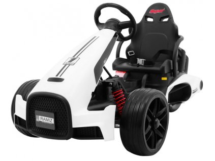 Gokart na akumulator Bolid XR-1 dla dzieci Biały + Regulowana kierownica + Profilowane siedzenie