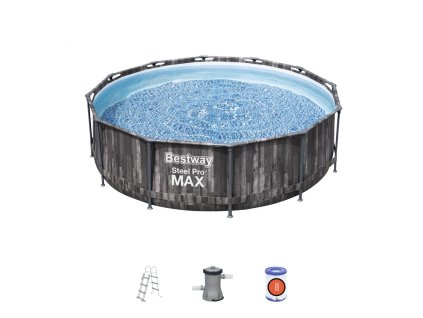 Basen stelażowy Steel Pro MAX 366x100 Imitacja Drewna 12FT BESTWAY 4w1 + Pompa Filtr + Drabinka