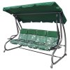 Duża Huśtawka ogrodowa 4-osobowa Zielone Motyle + Tekstylina + Daszek + Regulowane siedzisko + 4 Poduszki