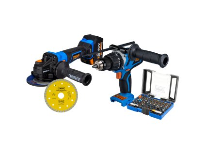 Narex SET aku vrtačka ASP 600-2B BASIC + aku bruska ABU 125-620 B DÁREK ZDARMA : 65 dílná sada bitů SUPER LOCK + diamantový kotouč RK DIA pr. 125 mm