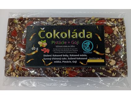 Čokoláda - pistácie + goji