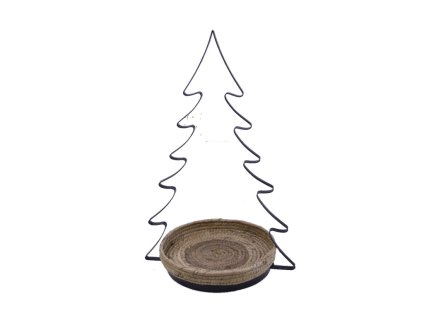 Tác se stromkem XMAS, kov/tráva, natur/černá, 41x62x31cm, ks|Ego dekor