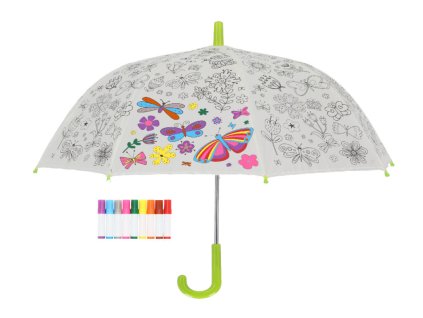 Deštník dětský FLOWERS + fixy, DIY - k vybarvení, pr.70x69cm|Esschert Design