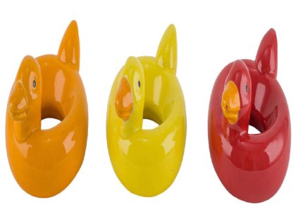 Dekorace kačenka DUCK, kruhová, keramika, žlutá/oranž./červená, 11x8x6cm