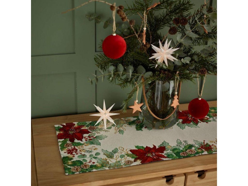 17199 gobelinova stola vianocna ruza 32 x 96 cm sander