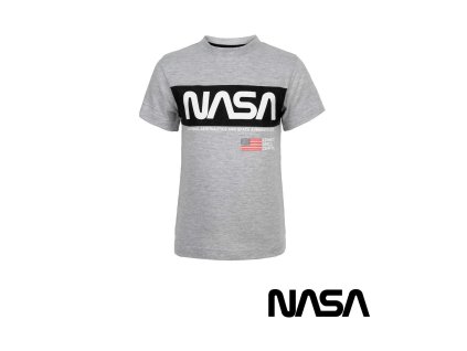 Tričko s krátkým rukávem - černobílé logo NASA - šedá