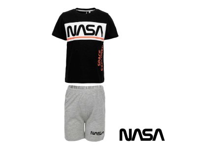 Set NASA - černé tričko a šedé kraťasy