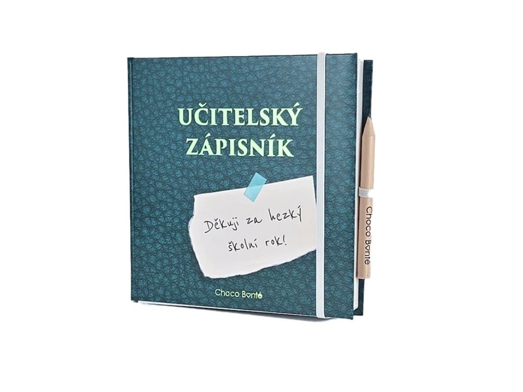 Bonboniéra učitel. zápisník zelený - 4 ks pralinek