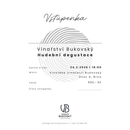 Vinařství Bukovský VSTUPENKA Hudebni degustace 24.2.2026