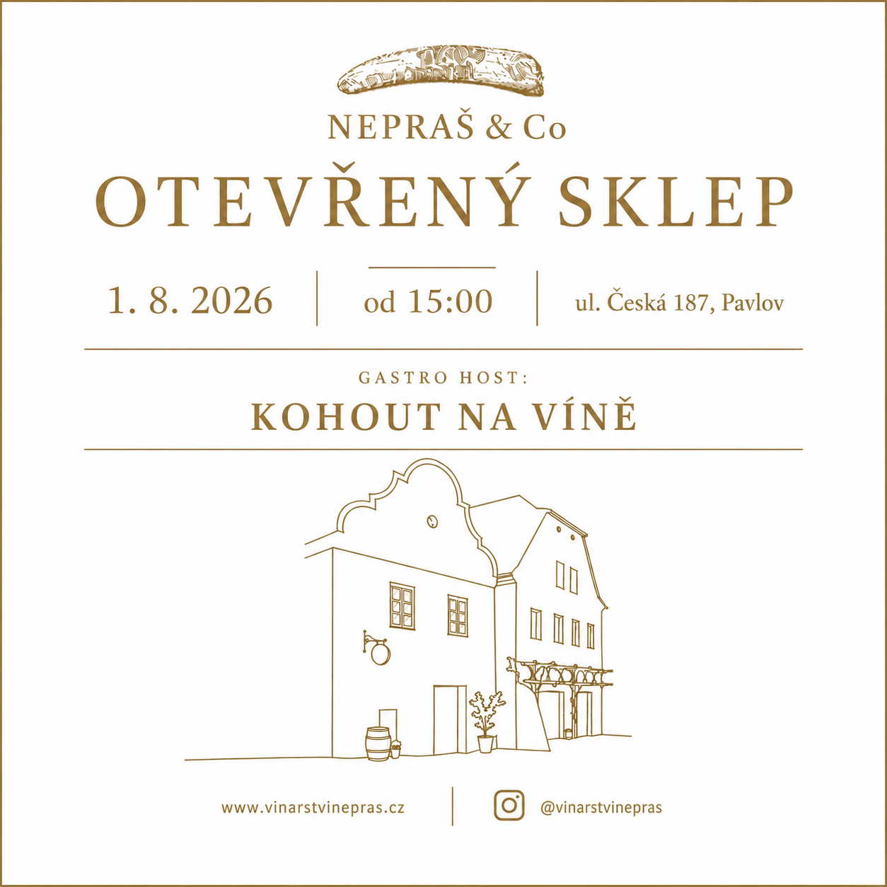 Otevřený sklep 1. 8. 2026 | Gastro host: Kohout na víně Brno