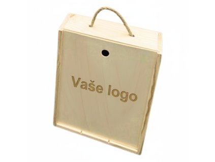 Dřevěná dárková krabička na 3 lahve s vašim logem
