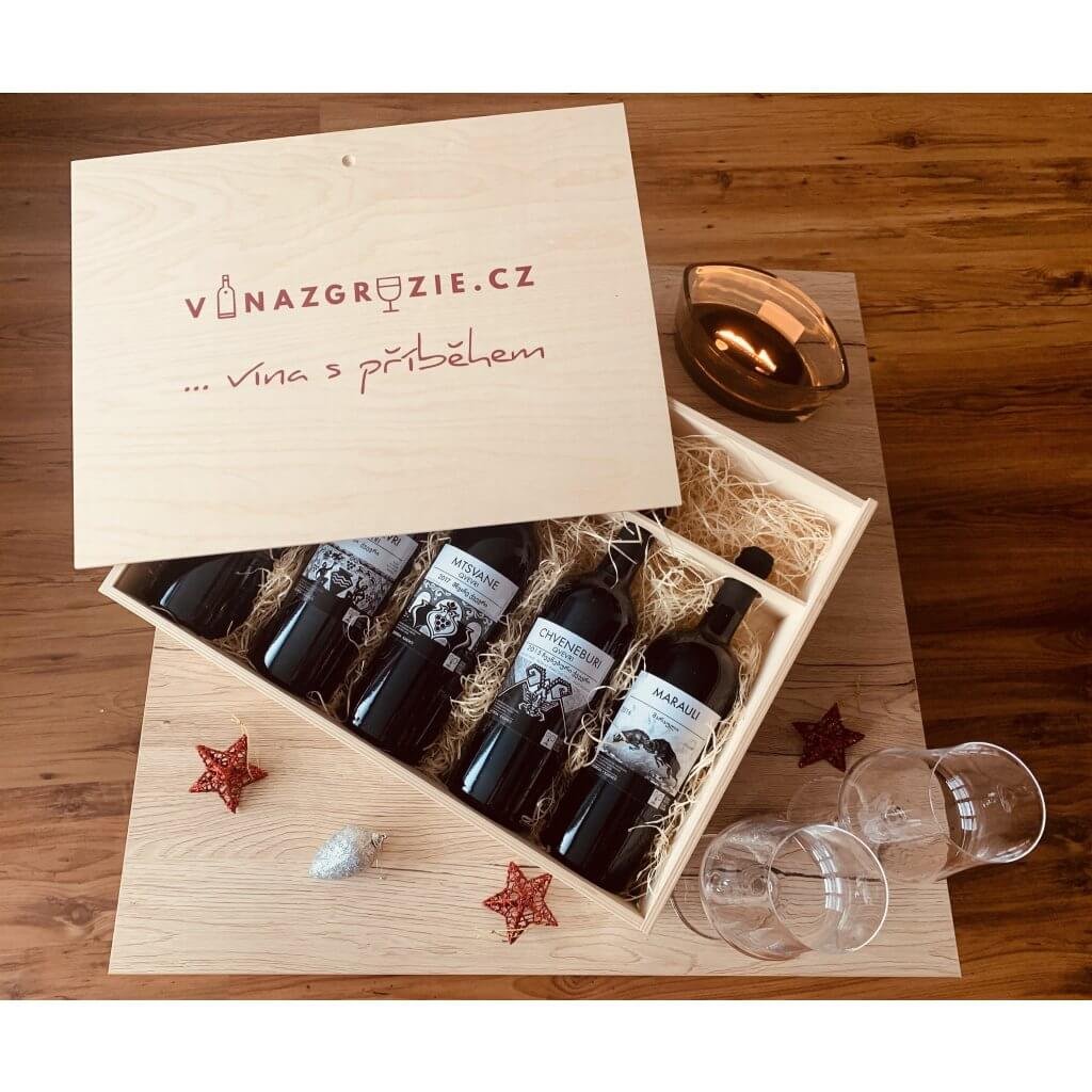 Luxusní dřevěná krabice na víno (5 lahví) - VínazGruzie.cz