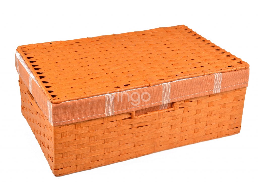 Sada 3 úložných boxů s víkem oranžových (rozměry boxu Sada 11x30x21|13x36x24|15x40x27)