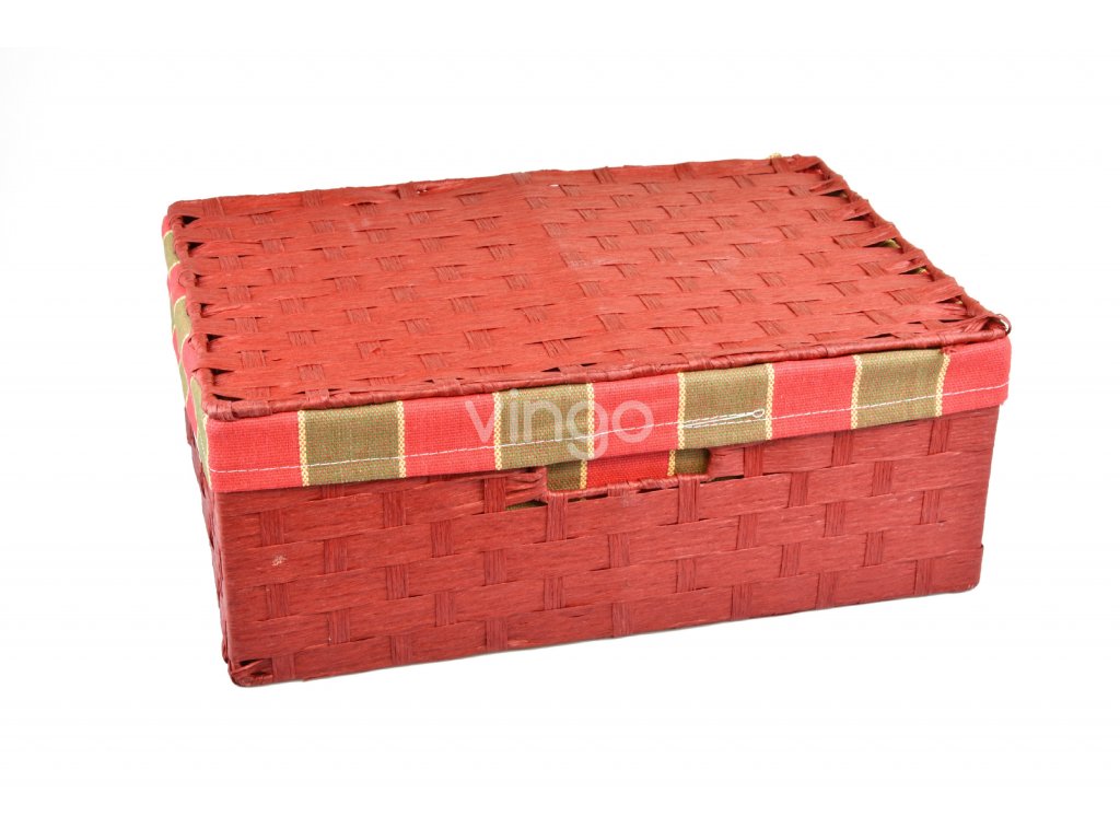 Sada 3 úložných boxů s víkem červených (rozměry boxu Sada 11x30x21|13x36x24|15x40x27)