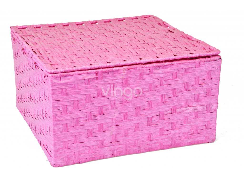 Sada 3 úložných boxů s víkem růžových