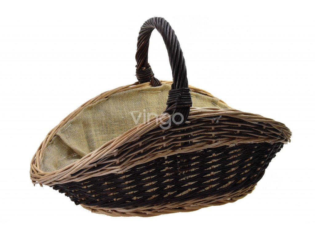 Proutěný krbový koš otevřeného tvaru s jutou