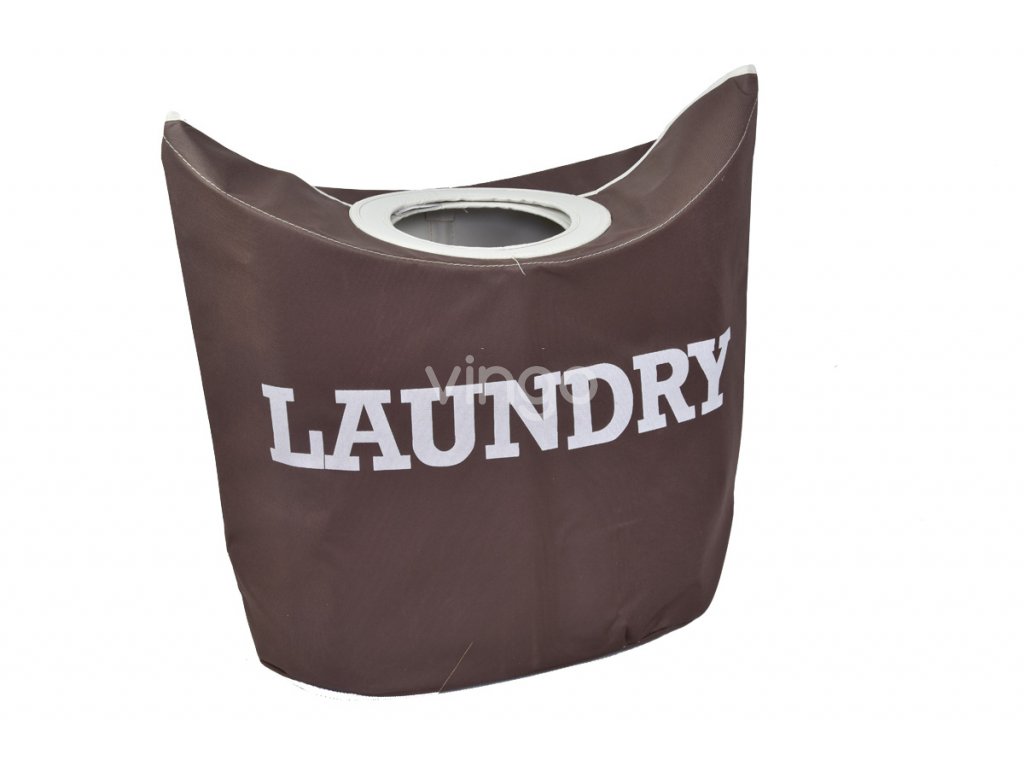 Hnědý textilní koš na prádlo LAUNDRY