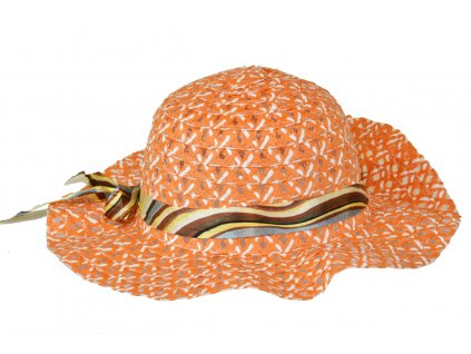 14052 slameny klobouk oranzovy se stuhou