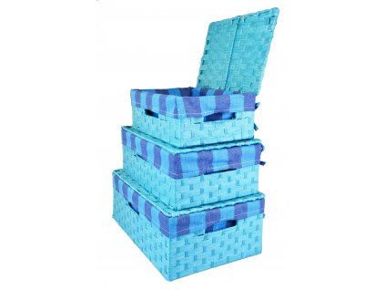 Úložný box s víkem světle modrý (rozměry (cm) 30x21, v. 11)