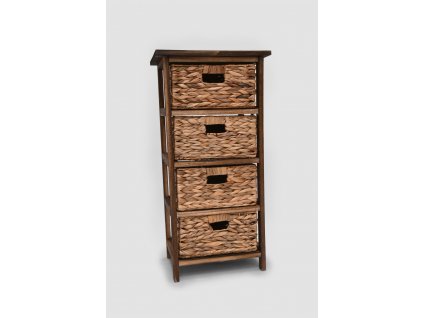 Dřevěná komoda se 4 košíky – hnědá
