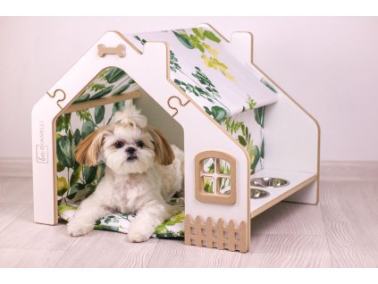 Domecek pro psa Zelene listy 59x50cm