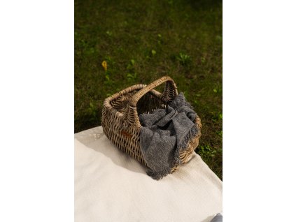Ratanový koš na nákupy – šedý, 46 x 32 x 44 cm