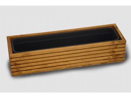 Dřevěný truhlík s plastovou vložkou - světle hnědý (Rozměry (cm) 64 x24, v.14)
