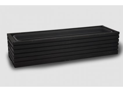 Dřevěný truhlík s plastovou vložkou - černý (Rozměry (cm) 64 x24, v.14)